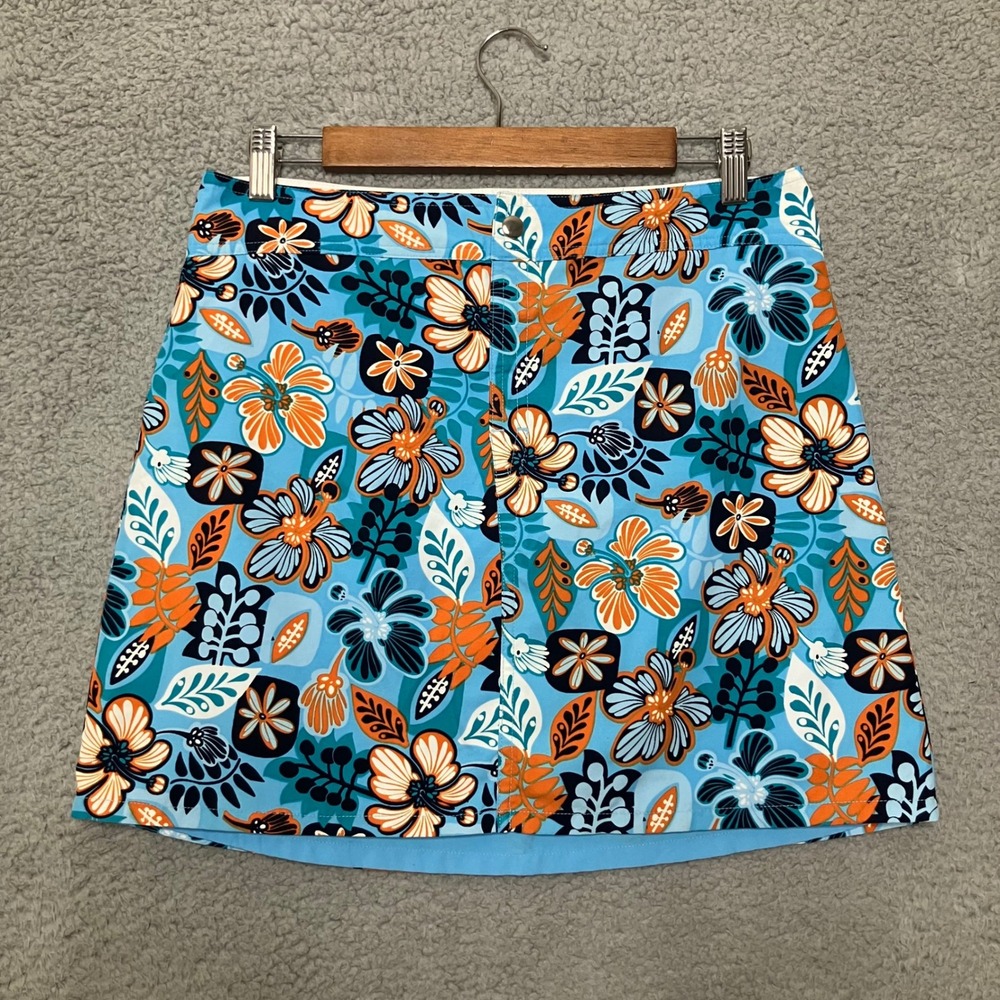 Y2K VTG Reversible Mini Skirt M Tropical Colorful Floral‎ Sporty Surf Swim Beach